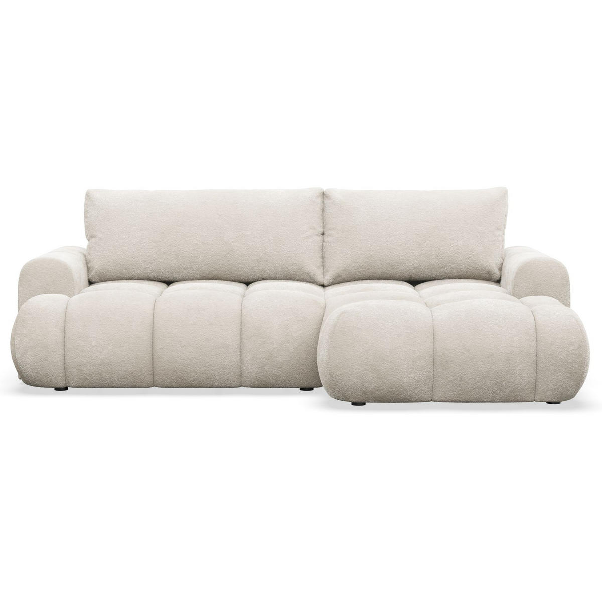 ECKSOFA Ombo Mini, Creme Bouclé, rechtsseitig - Creme/Schwarz, Kunststoff/Textil (256/155cm) - Selsey