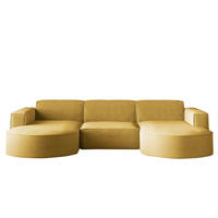 ECKSOFA Designer MODENA U STUDIO Stoff Dicker Cord Gelb - Gelb, Holz (165/299cm) - Kaiser Möbel
