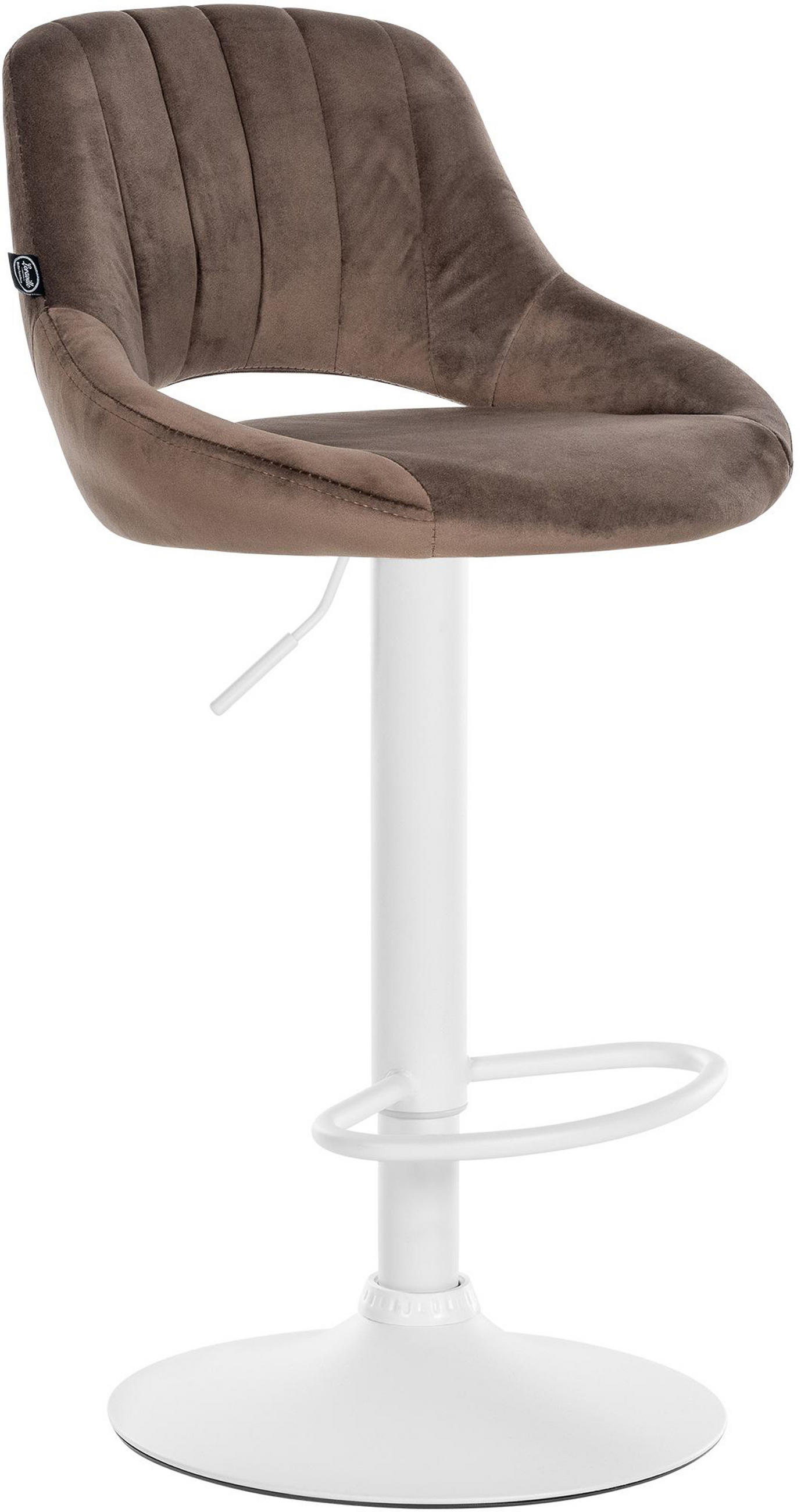 BARHOCKER Milos Samt weiß braun - Braun/Weiß, Textil/Metall (47/106/48cm) - TPFLiving