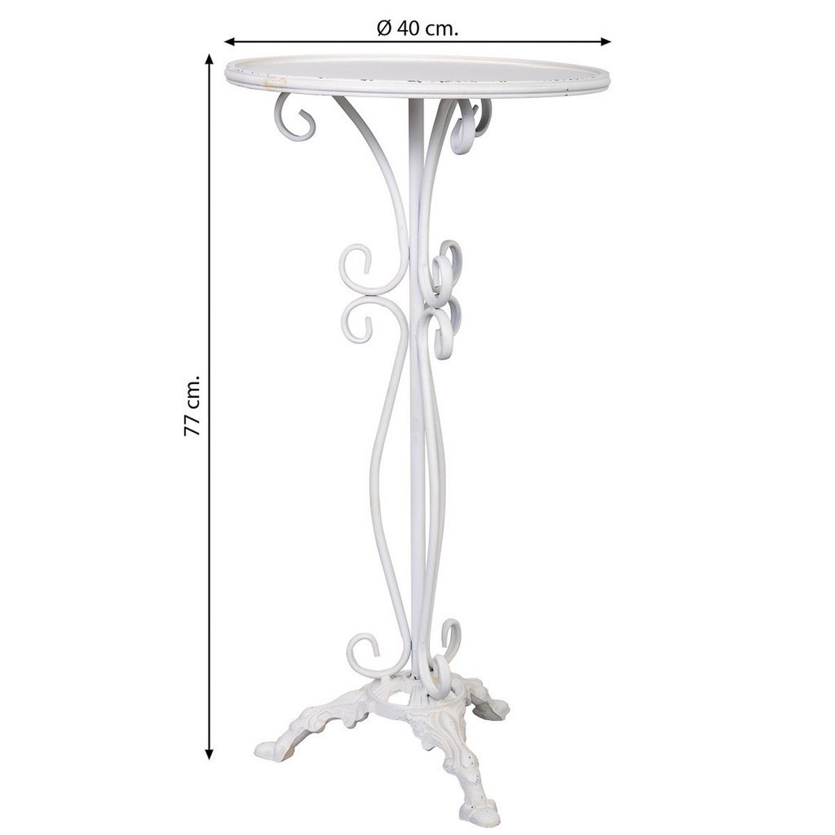 TISCH aus Metall, weiß, 40x77cm - Weiß, Metall (40/40/77cm) - Wanderlust