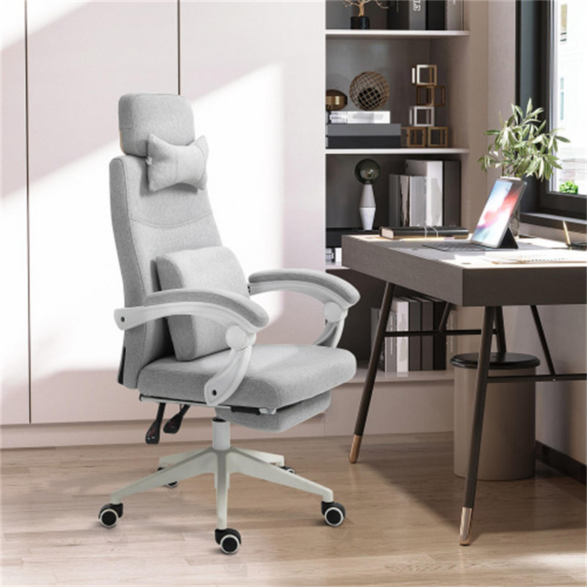 DREHSTUHL Ergonomisch Grau, Metall & Polyester, drehbar, 62 x 68 x 127 cm - Grau, Metall (68/117/62cm) - Albatros