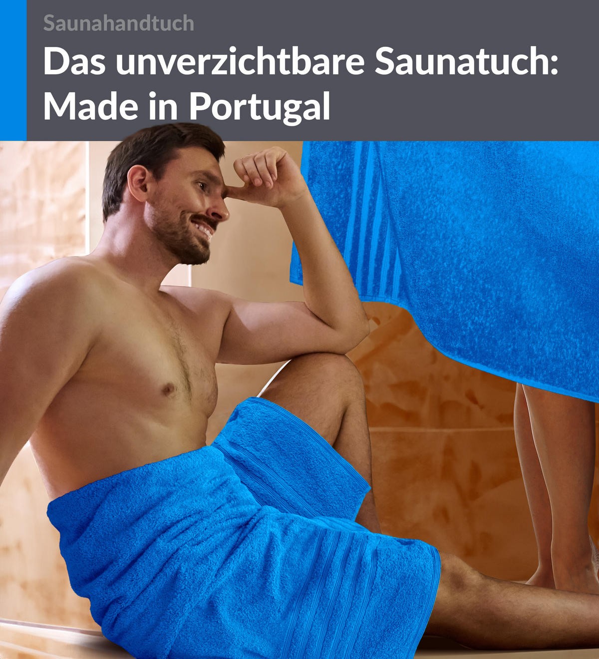 SAUNATUCH 80x200 cm 2er Set London Karibik Blau - Hellblau, Textil (80/200cm) - Lashuma