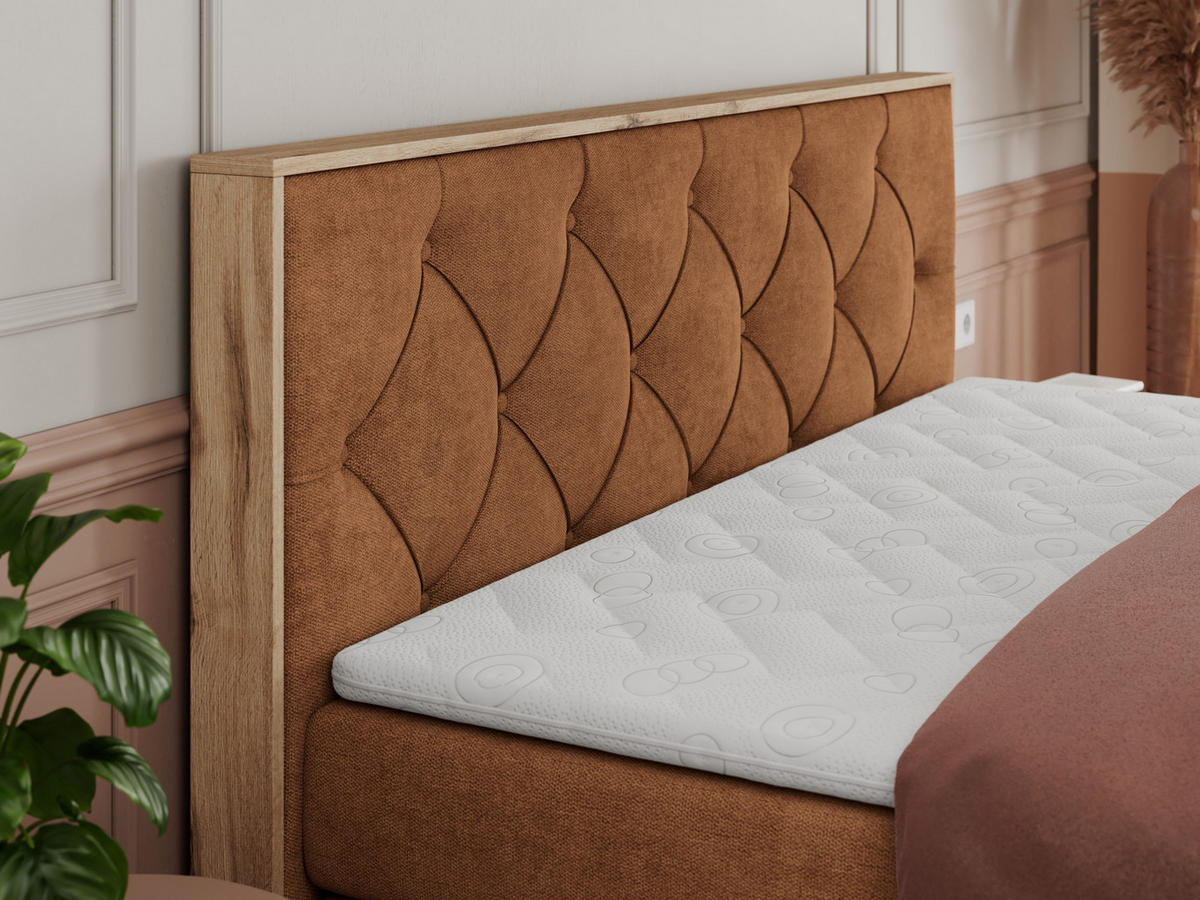 BOXSPRINGBETT VENETO KING 180/200 Orange Struktur - H4 - Orange, Holz/Textil (180/200cm) - MKS