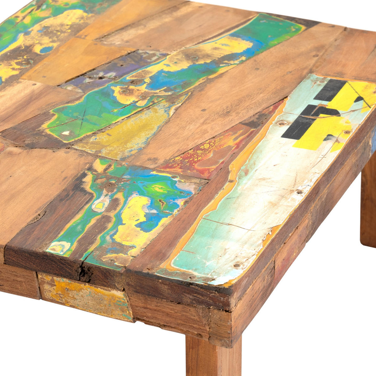 BEISTELLTISCH Mix Recyclingholz massiv natur-bunt - Naturfarben, Holz (45/61/23cm) - CREEDWOOD