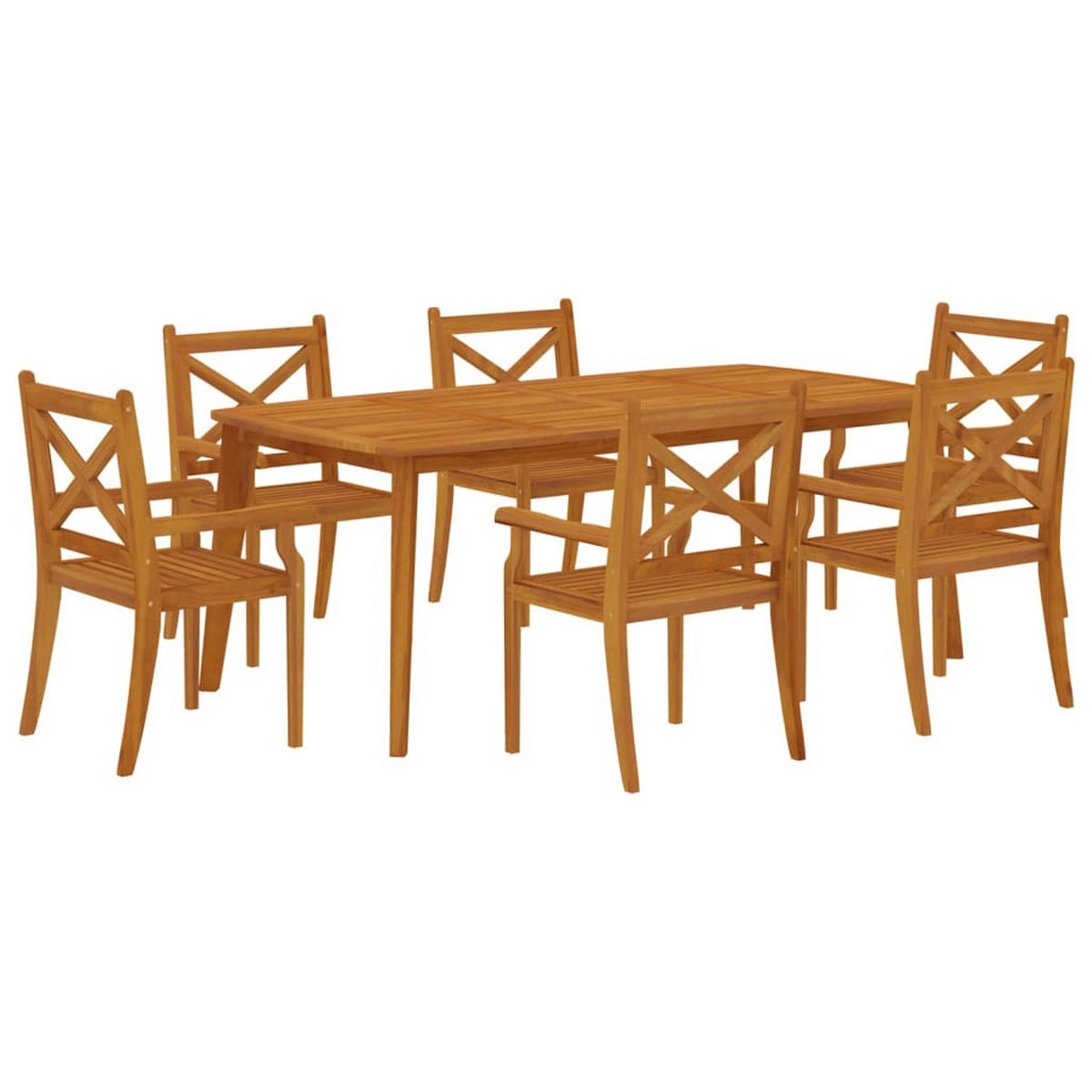 GARTEN-ESSGRUPPE 7Er Set Massivholz Akazie - Braun, Holz - vidaXL