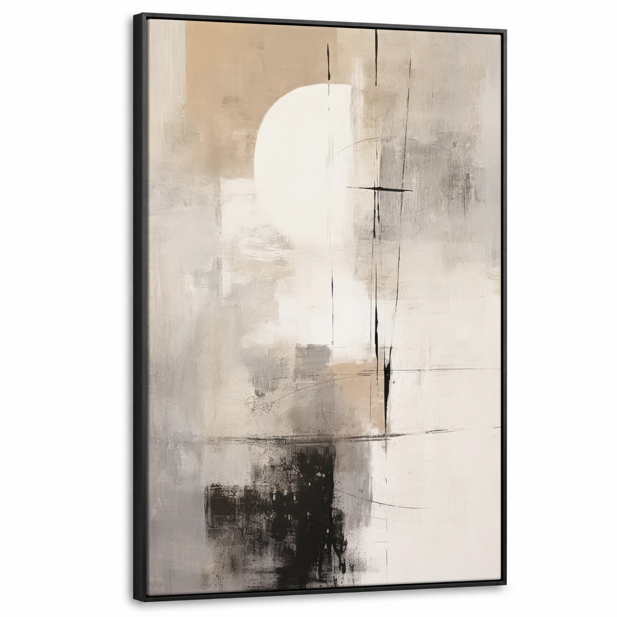 LEINWAND Bilder mit Rahmen - Abstrakt - Kunst - Grau - 80x120 - Hellgrau, Textil (80/120cm) - MuchoWow
