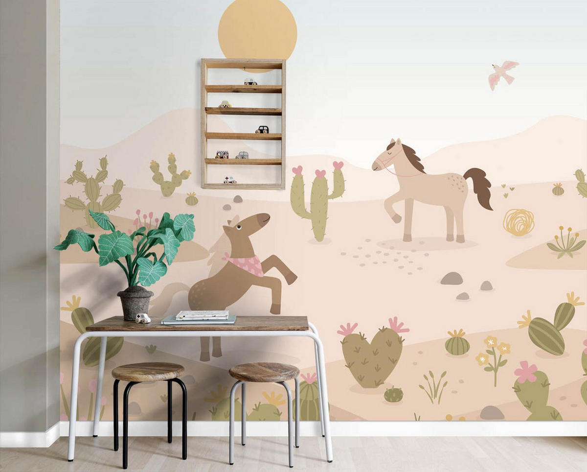 FOTOTAPETE Pferde 3 x 2.79 m - Beige, Papier (300/279cm) - ESTAhome
