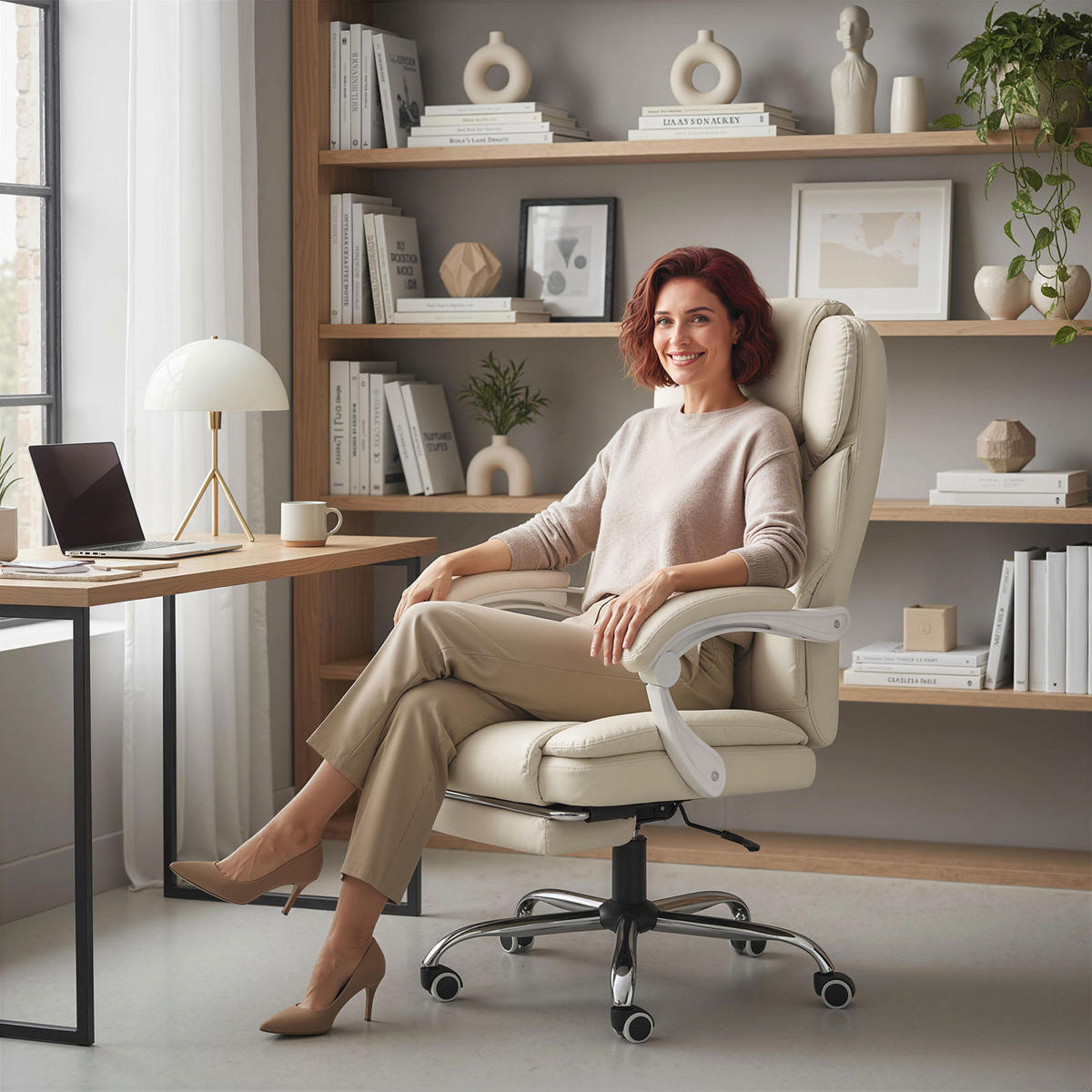 CHEFSESSEL DE-11828 mit 155° Neigung & Fußstütze Beige - Beige, Metall (64/120/73cm) - ComfortXL