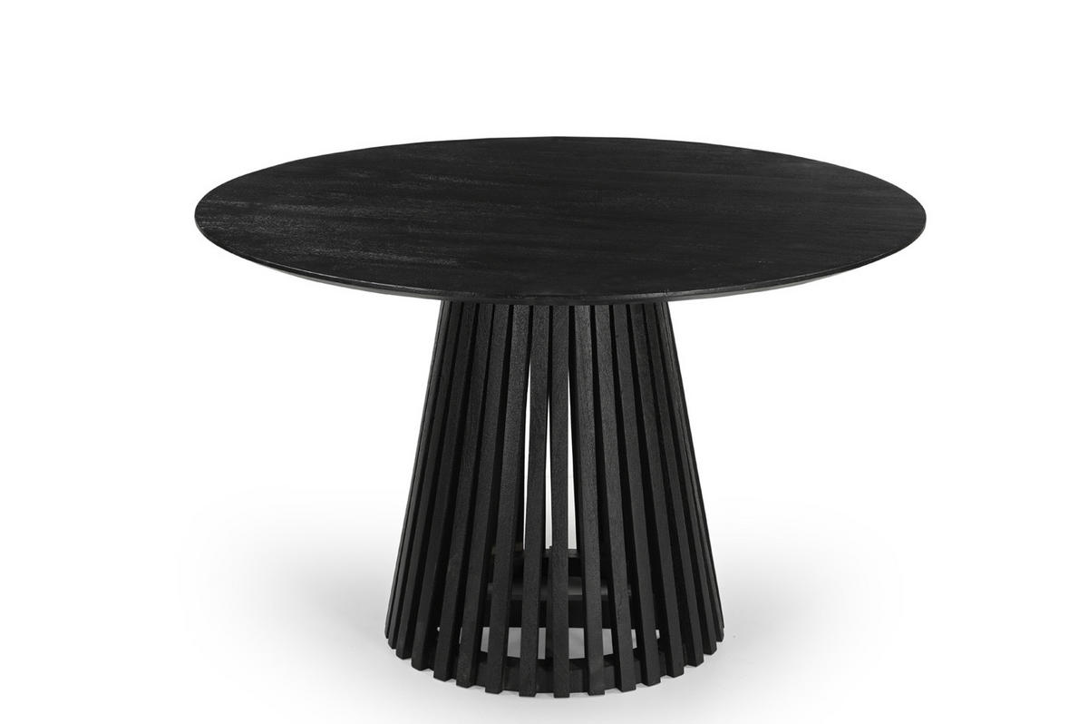 ESSTISCH rund aus Akazienholz 120cm, schwarz - Schwarz, Holz (120/120/76cm) - Giga Meubel