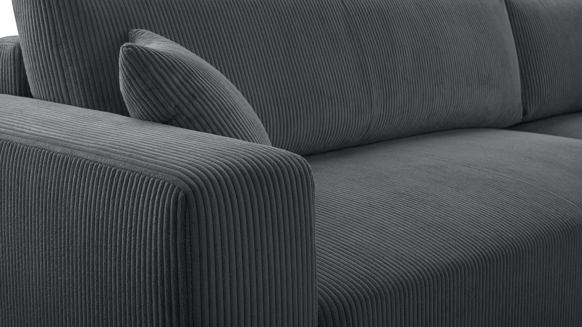 ECKSOFA L Form Catea Grau 279/145/84 cm Rechts mit Schlaffunktion - Schwarz/Grau, Kunststoff/Textil (279/145cm) - AX Living