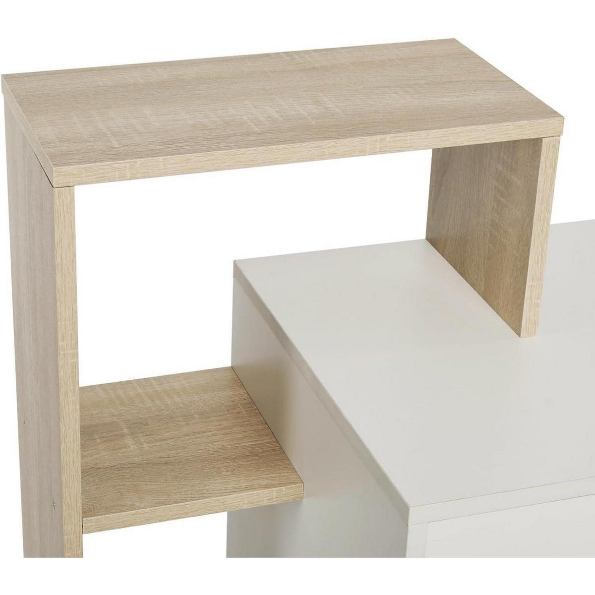 SCHREIBTISCH mit Regal Weiß und Eichefarben 110 x 40 x 92 cm - Multicolor, Holzwerkstoff (40/110/92cm)