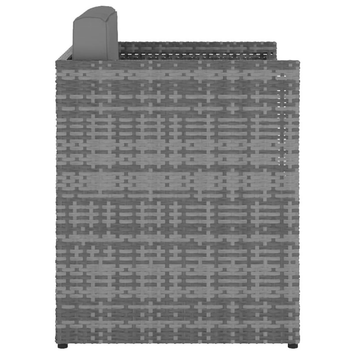 GARTENSESSEL mit Hocker Poly Rattan Anthrazit - Anthrazit, Holz (77/73/77cm) - furnicato