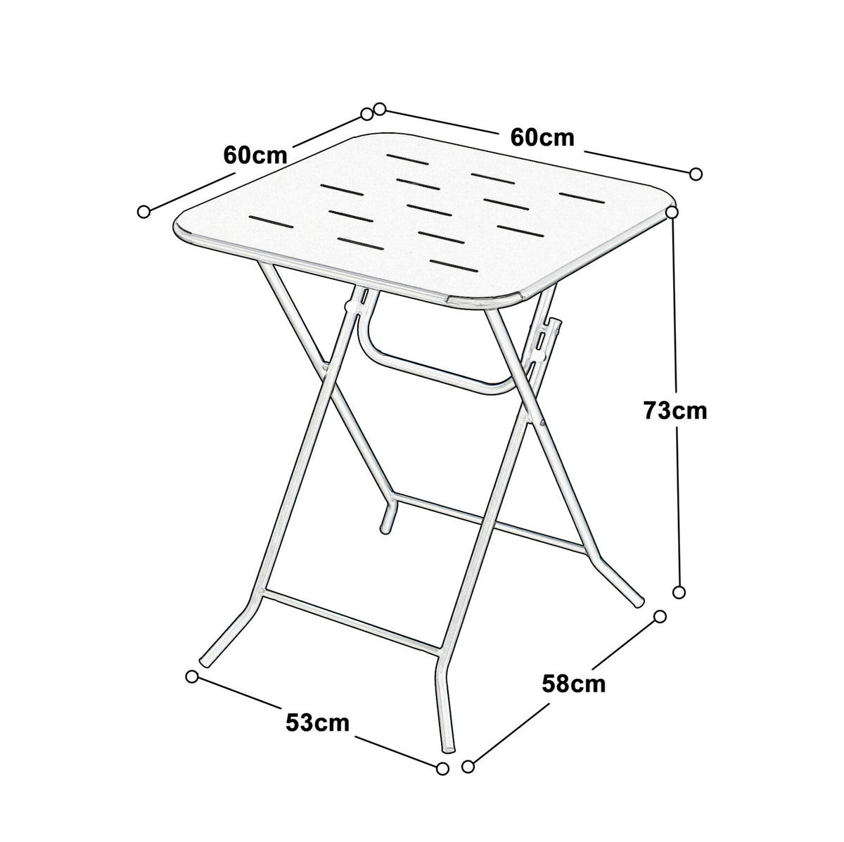 GARTENSET aus Stahl 60x60x73 cm Grün klappbar, 3-teilig und pflegeleicht - Grün, Metall - Modfu