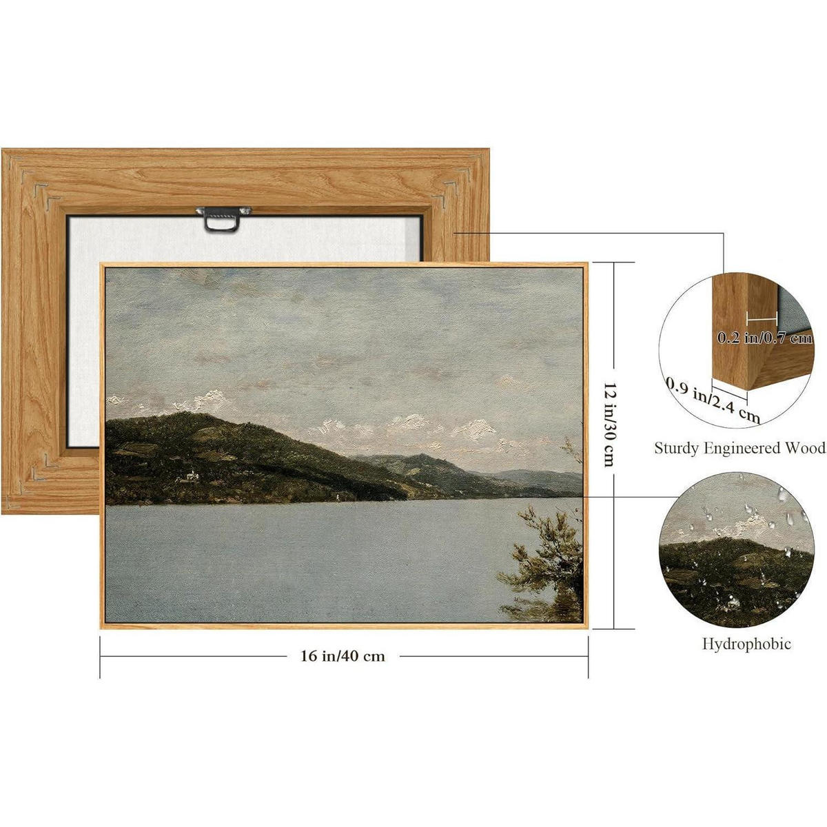 POSTER mit Rahmen Holz 30 x 40 cm Bergsee Motiv - Blau, Holz (30/0.5cm)