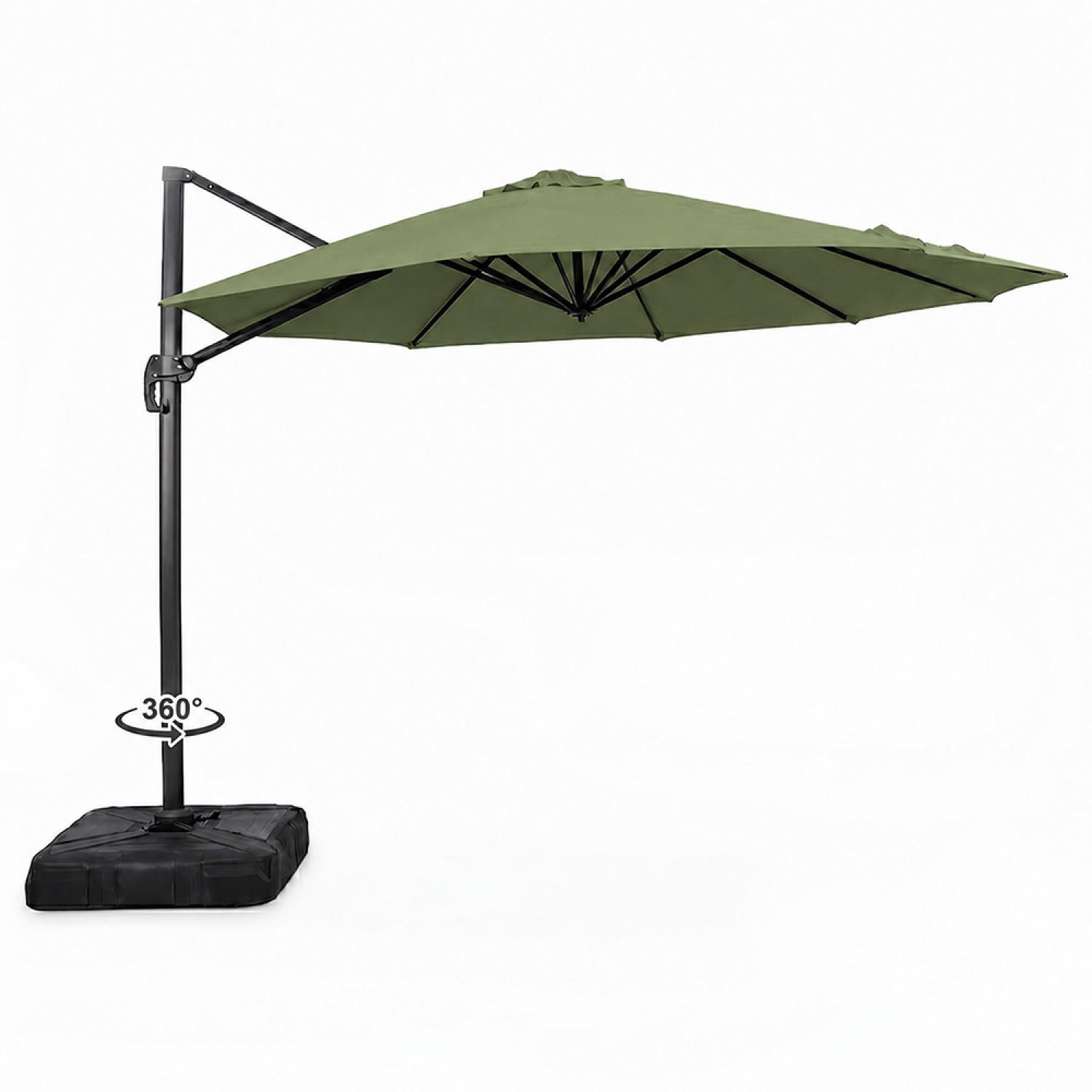 AMPELSCHIRM Castillo Grün mit Zentraler Stange Rund 35 x 35 m - Grün, Metall (350/350cm) - Concept Usine