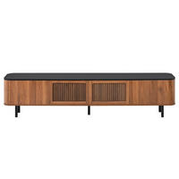 TV-SCHRANK 190/35/45 cm Walnuss Schwarz mit Gittertüren und Stauraum - Nussbaumfarben, Holzwerkstoff/Metall (190/45/35cm) - Oxeza