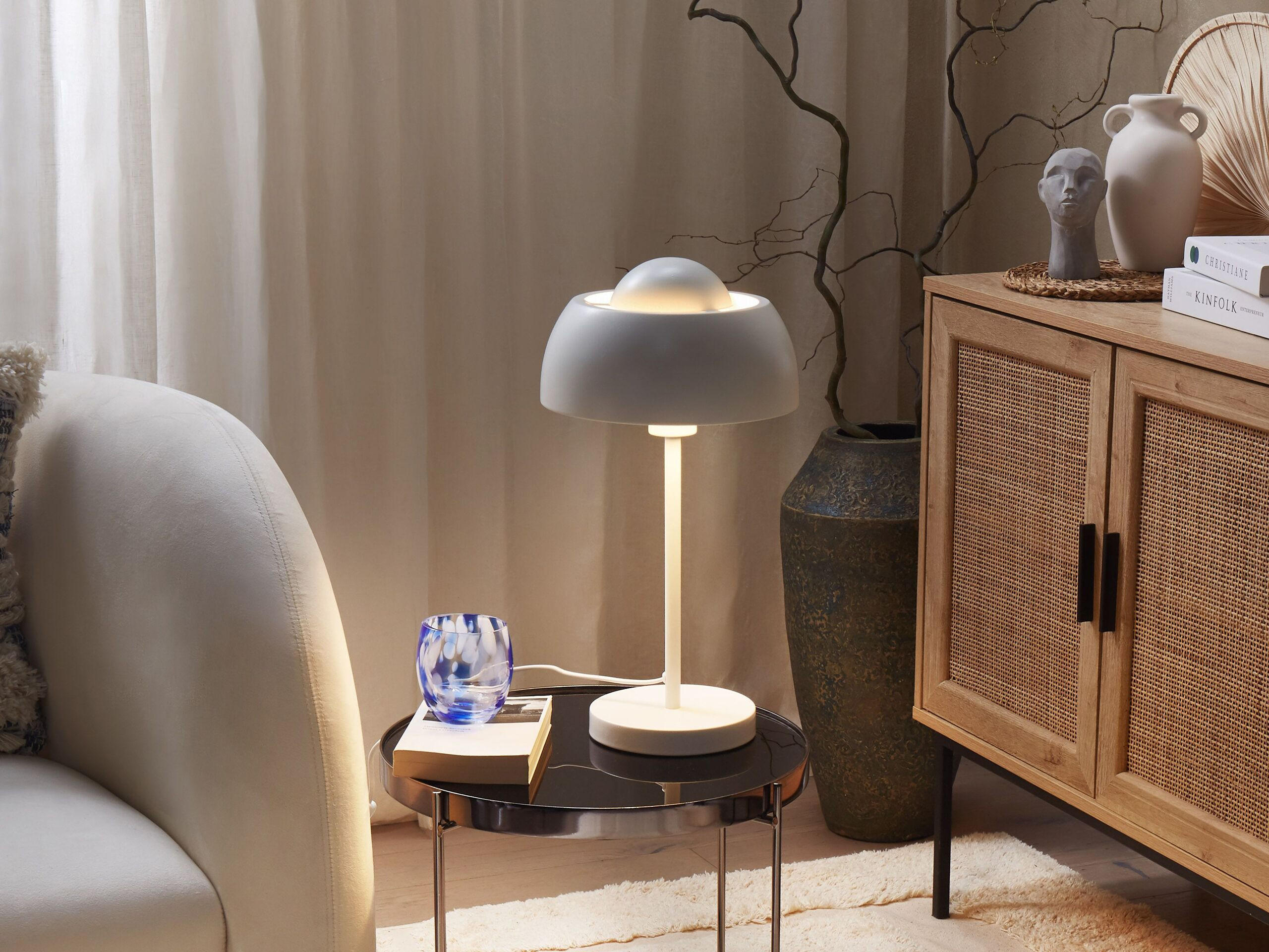 TISCHLEUCHTE Senette 24/24/44 cm - Weiß, Metall (24/24/44cm) - Beliani