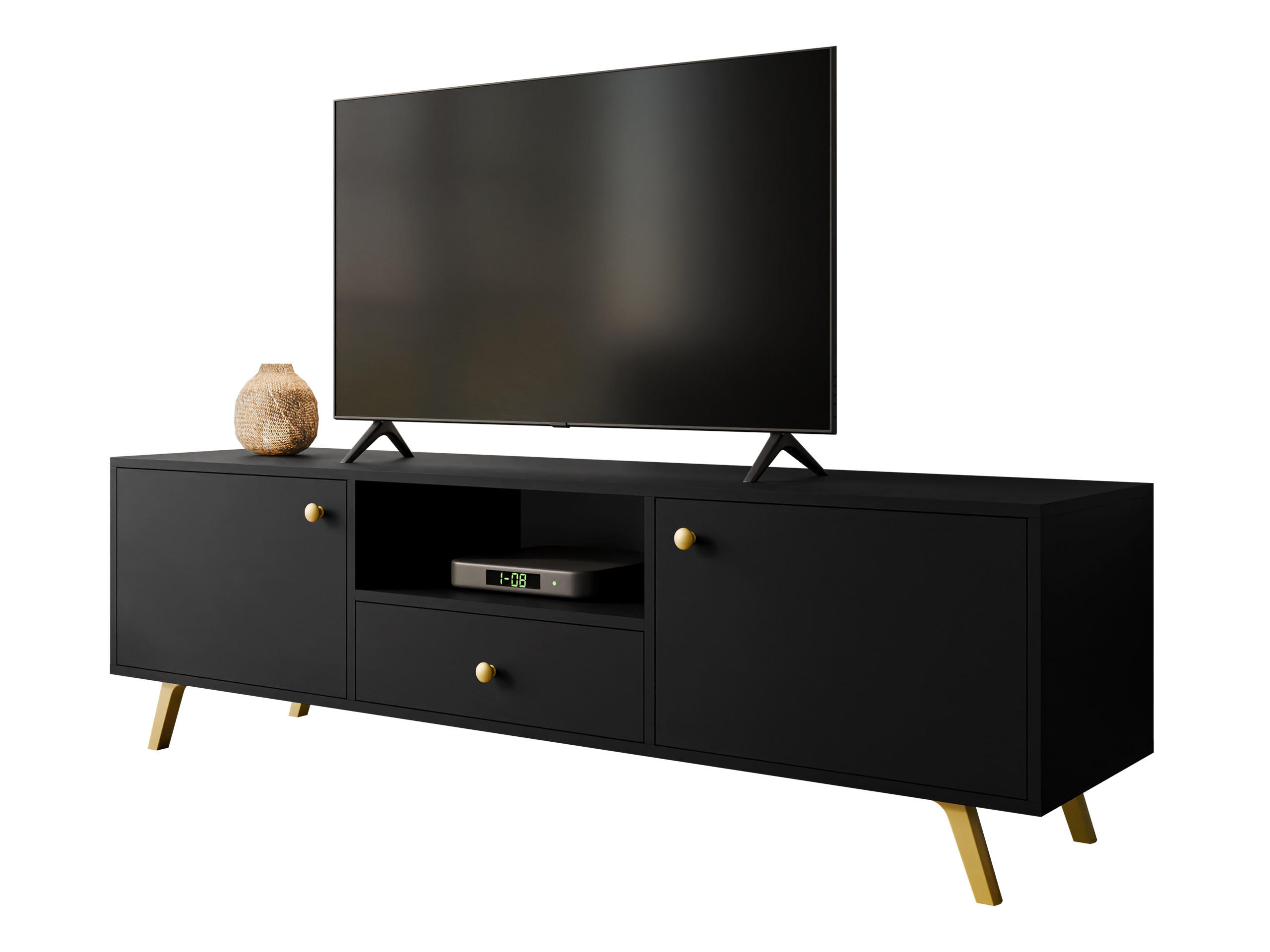 TV-ELEMENT Siena 160 - Goldfarben/Schwarz, Holzwerkstoff/Metall (160/48/41cm) - MIRJAN24