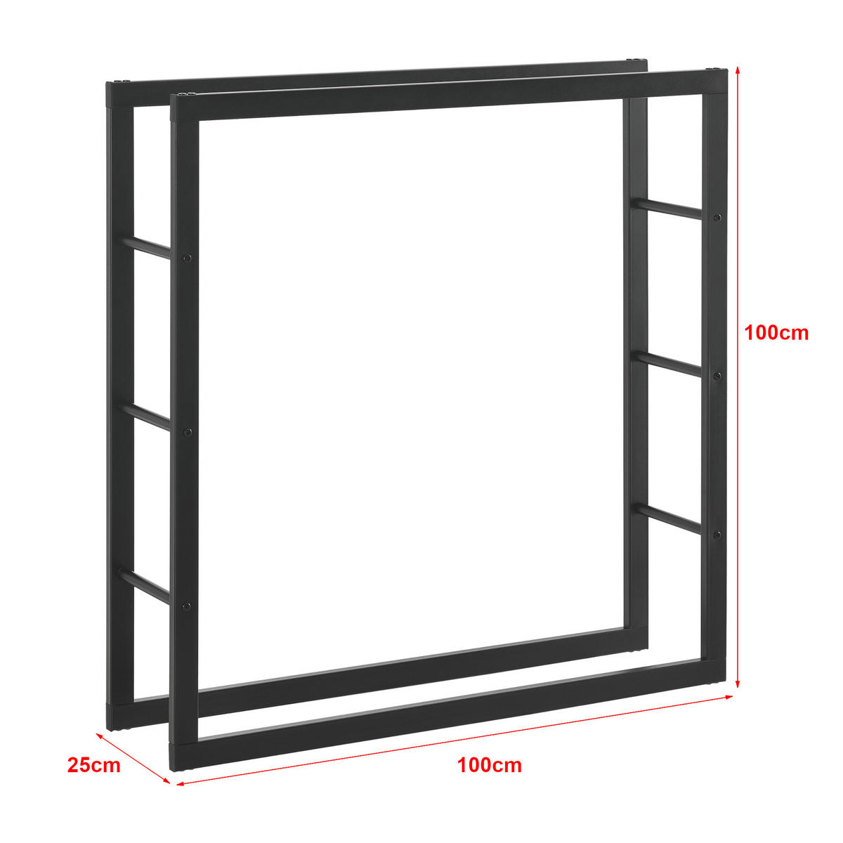 KAMINHOLZREGAL Täby - Schwarz, Metall (100/100/25cm) - [en.casa]