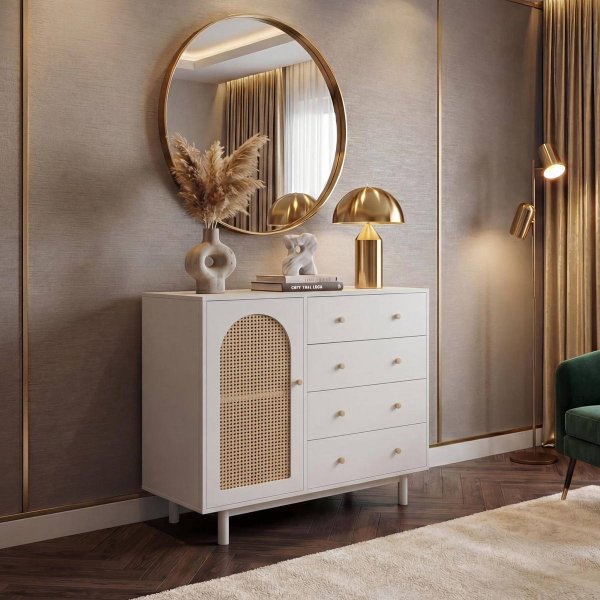 KOMODA Bílá - bílá, dřevo (100/95/40cm) - MCW