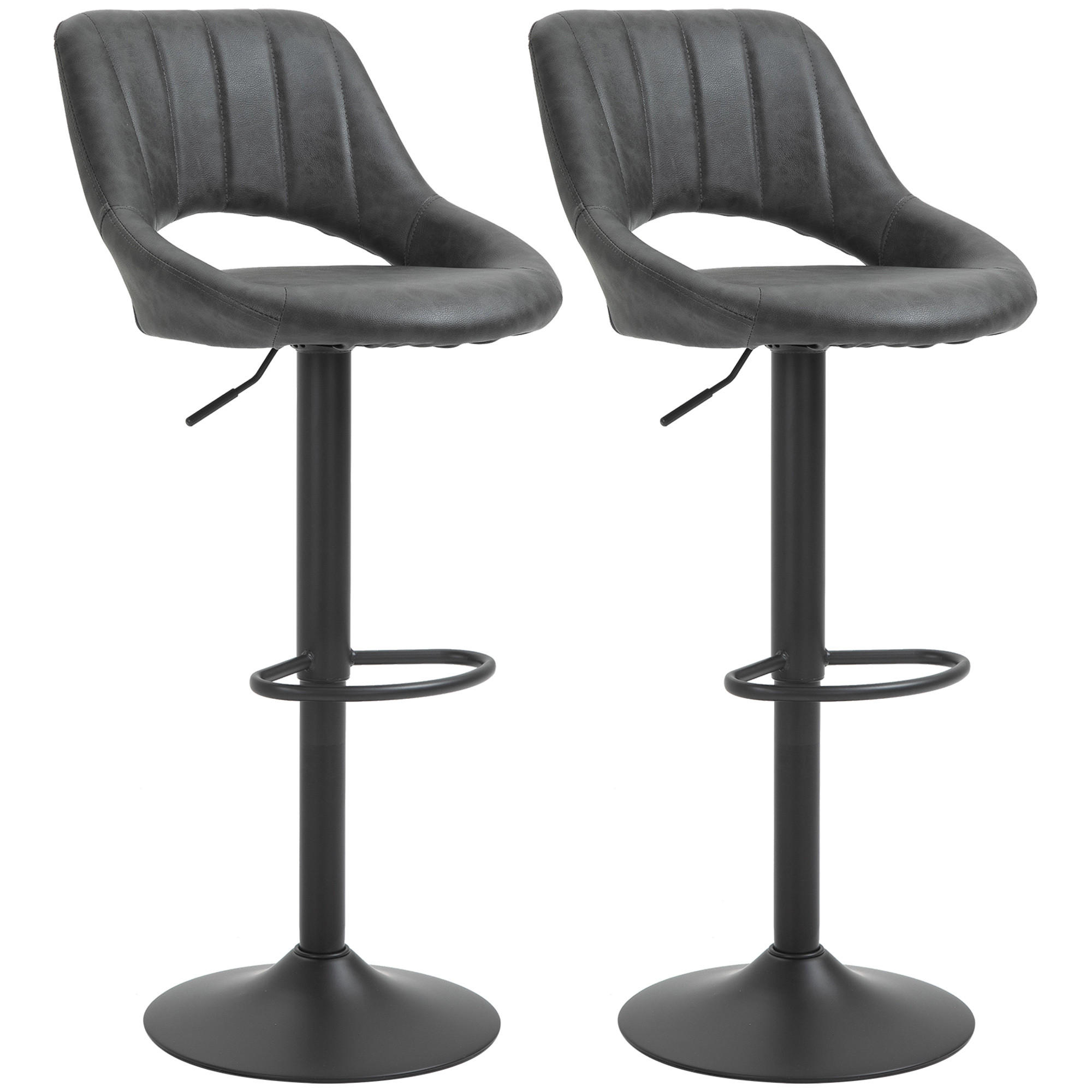 BARHOCKER 2er-Set Grau 52.0/47.0/109.0 cm - Grau, Leder (47/109/52cm)
