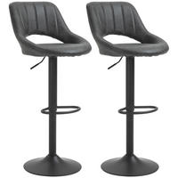 BARHOCKER 2er-Set Grau 52.0/47.0/109.0 cm - Grau, Leder (47/109/52cm)