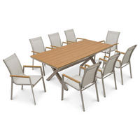 GARTENMÖBEL SET WINDY 9er Set beige, natur, champagne - Beige, Metall - IDIMEX