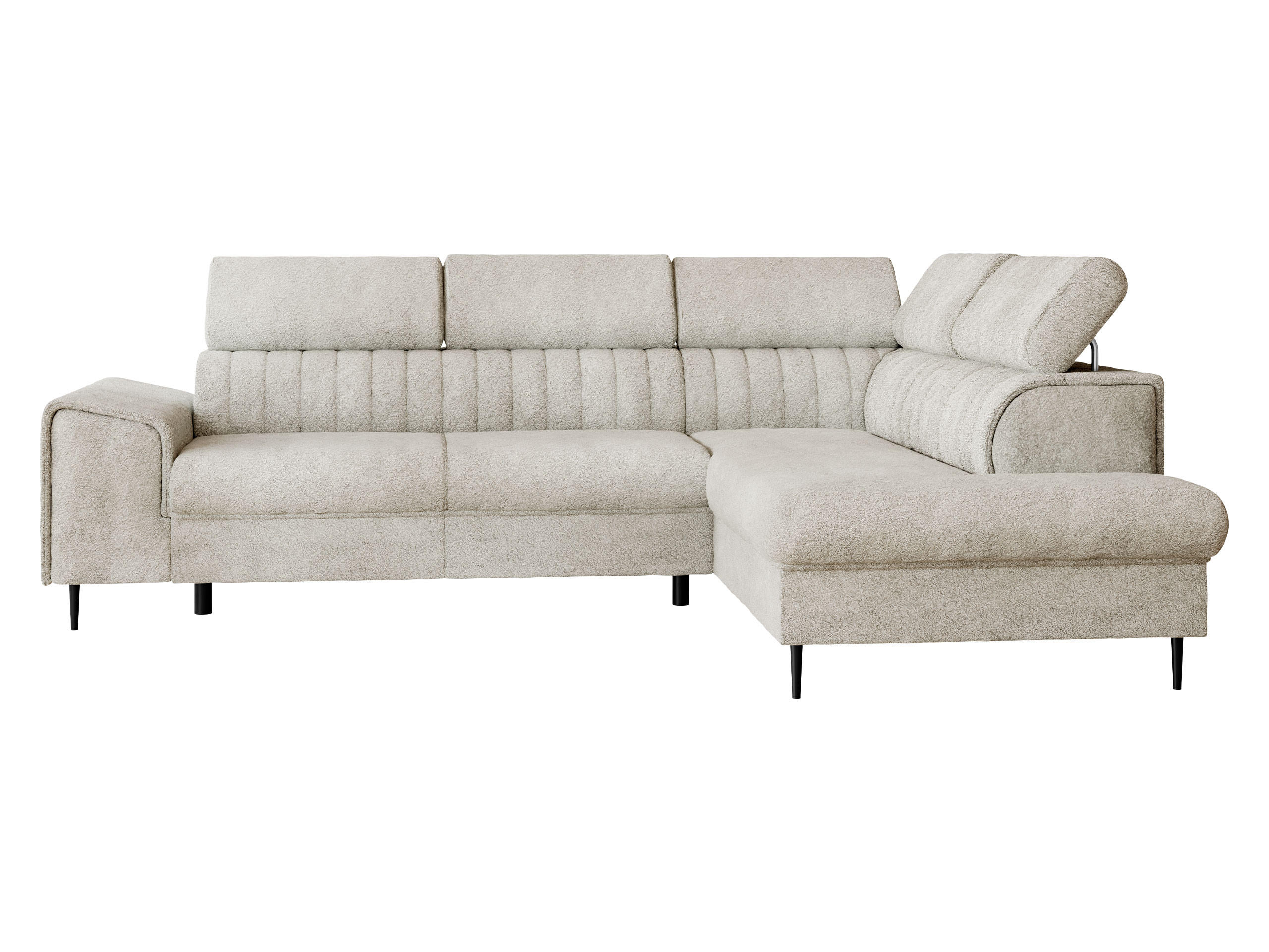 ECKSOFA Kadurin, Seite: Rechts - Schwarz/Naturfarben, Holz/Kunststoff (276/206cm) - MIRJAN24