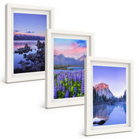 BILDER SET 3er Set - 20x30 cm Weißer Rahmen - Berglandschaften mit Wasser und Himmel - Weiß, Kunststoff (20/30cm) - TULUP