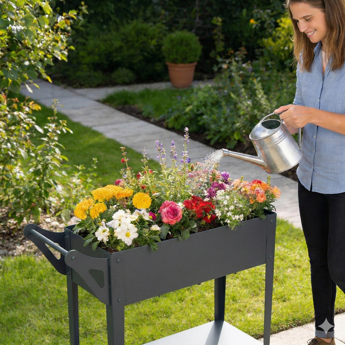 HOCHBEET - Anthrazit, Kunststoff/Metall (85/80/50cm) - Relaxdays