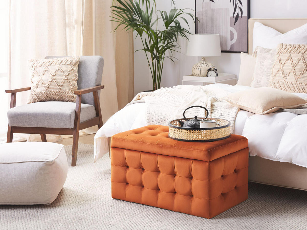 TRUHENBANK Michigan 42/72/40 cm - Orange, Textil (72/40/42cm) - Beliani