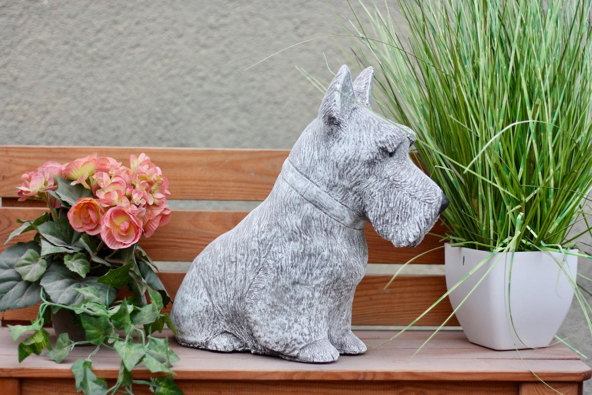 STEINFIGUR Schnauzer, Betonsteinguss - Grau, Stein (36/34/14cm) - stoneandstyle