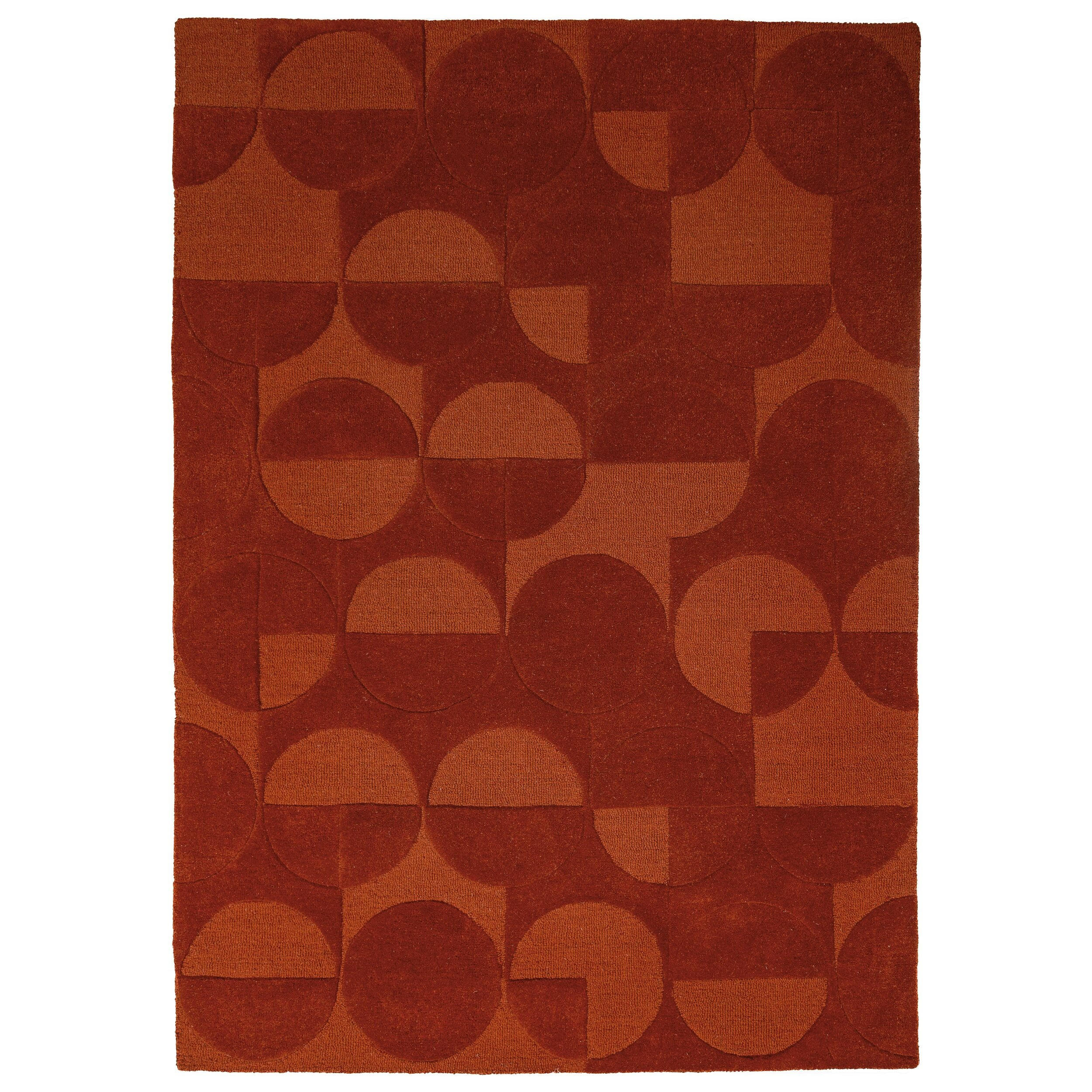 TEPPICH aus Wolle, handgetuftet, DEBEN, in Terrakotta, Kreis-Geometrie, 200 x 290 cm - Orange, Textil (200/290cm) - KADIMA DESIGN