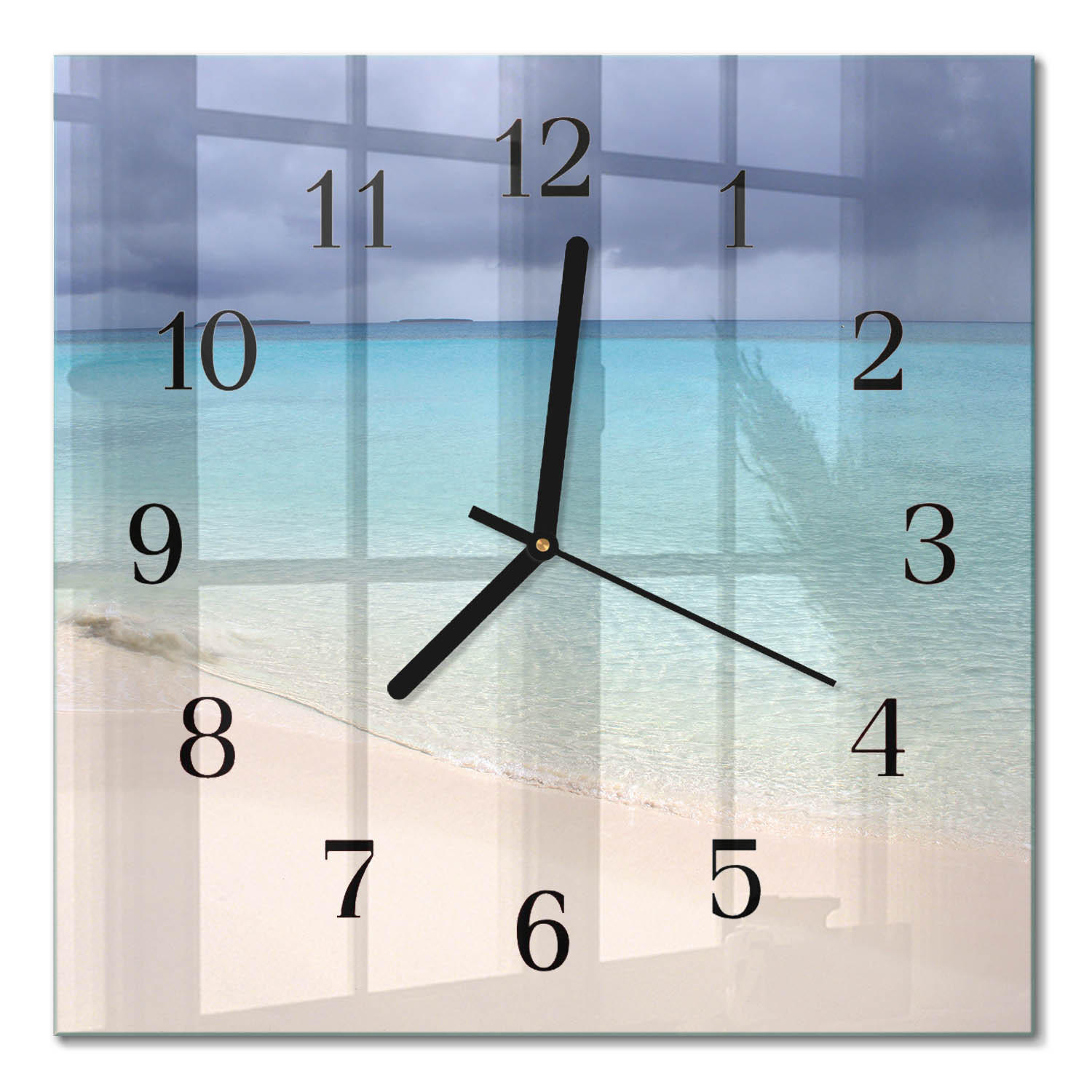 WANDUHR 30x30 cm - Strand - Blau, Glas (30/30/0.4cm) - TULUP