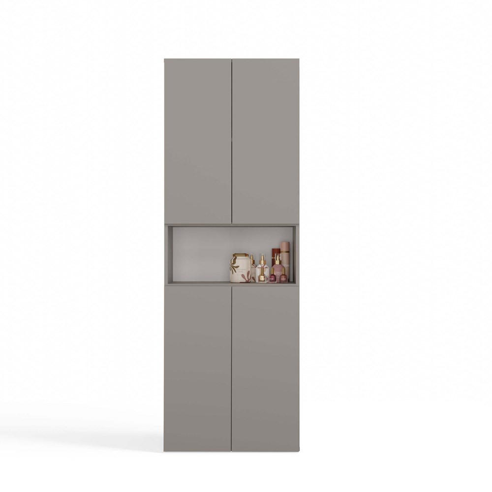 BADEZIMMERSCHRANK: Ton, mit Wäschekorb, 60 x 174 x 30 cm - Grau, Holzwerkstoff (60/174/30cm) - 3XE LIVING