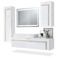 BADMÖBELSET Aloha Absetzungen in Eiche sägerau - Eiche San Remo, Holzwerkstoff (210/185/51cm) - Vladon