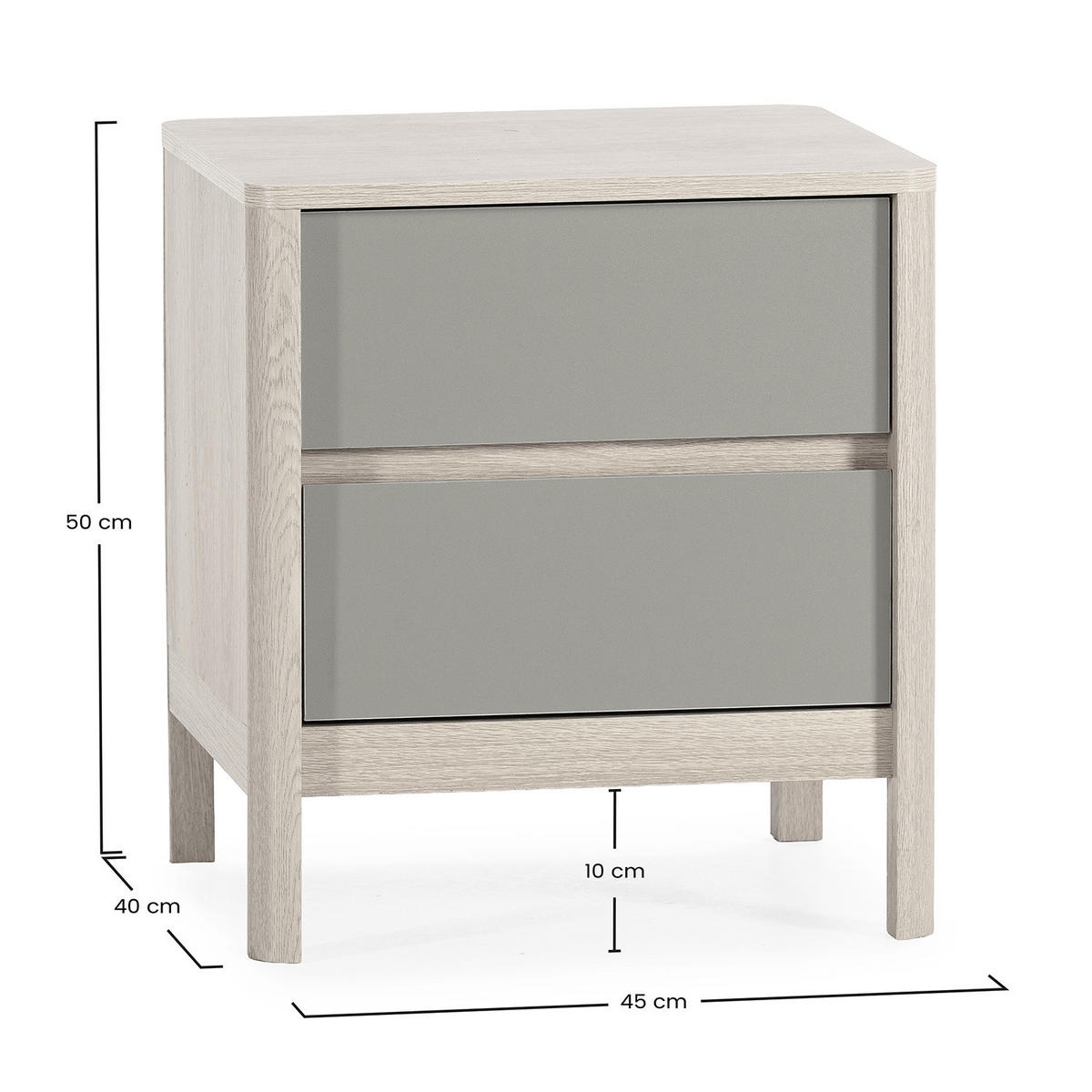 NACHTTISCH Nassau 2 schubladen Eichenfarbe/grün - Grün, Holzwerkstoff (45/50/40cm) - VS Venta-stock