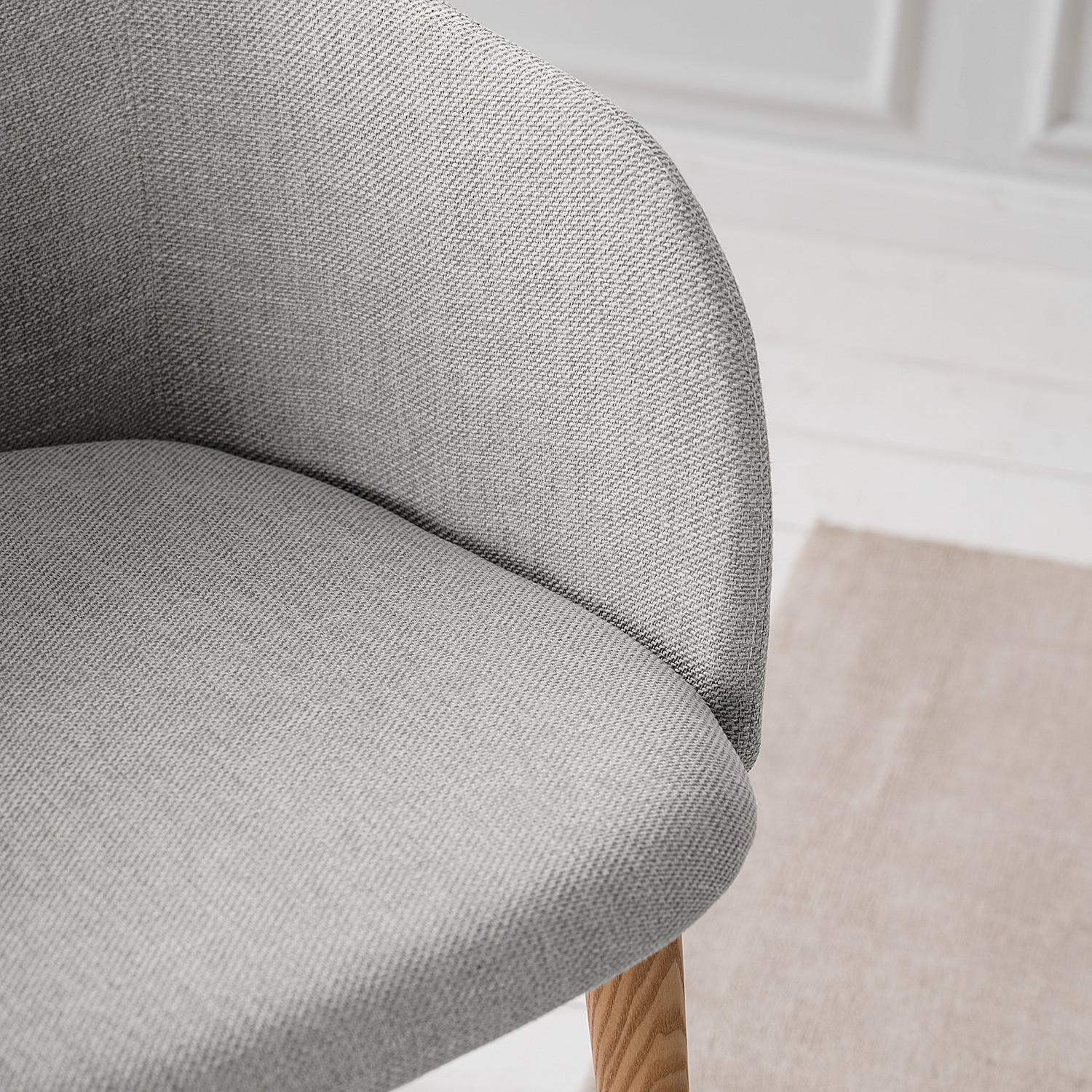 ARMLEHNENSTUHL - Webstoff / Esche massiv - Hellgrau, Textil (54/79/60cm) - home24