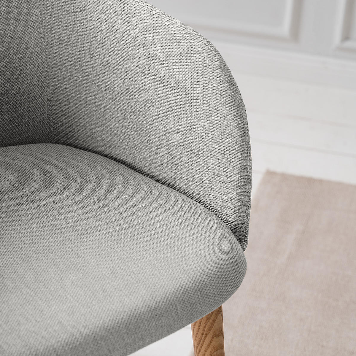 ARMLEHNENSTUHL - Webstoff / Esche massiv - Hellgrau, Textil (54/79/60cm) - home24