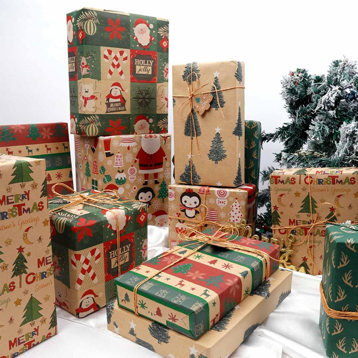GESCHENKPAPIER – Weihnachts-Geschenkpapier – 43 x 300 cm – Braun - Braun, Papier (4/4/43cm)