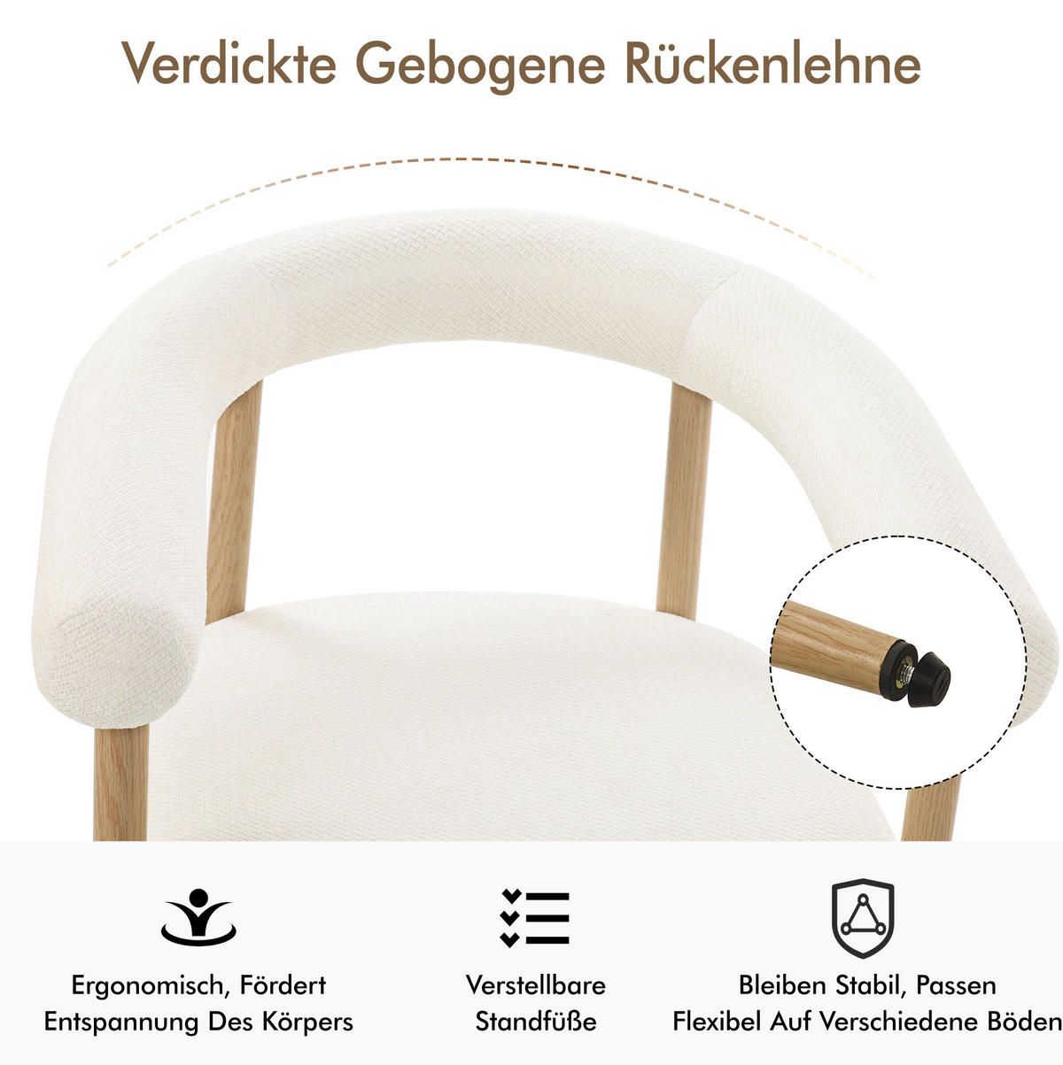 STUHL 4er-Set gepolstert Metallgestell White - Weiß, Holz (40.5/78/48.6cm) - Meubliv