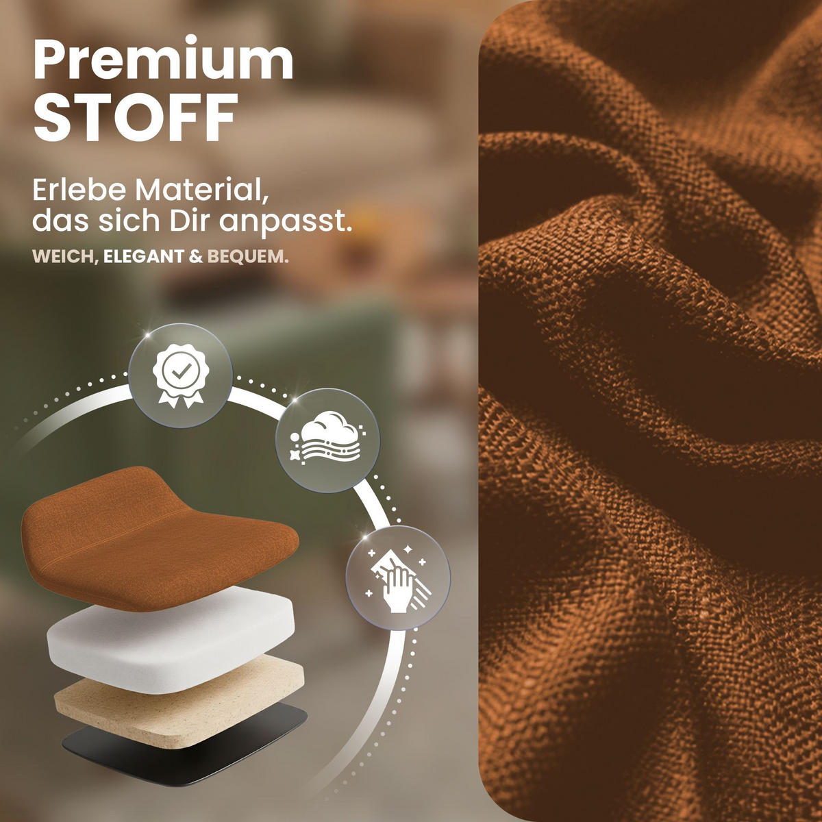 STUHL 2 Stoff Orange - Schwarz/Orange, Textil/Metall (45/84/55cm) - CLP