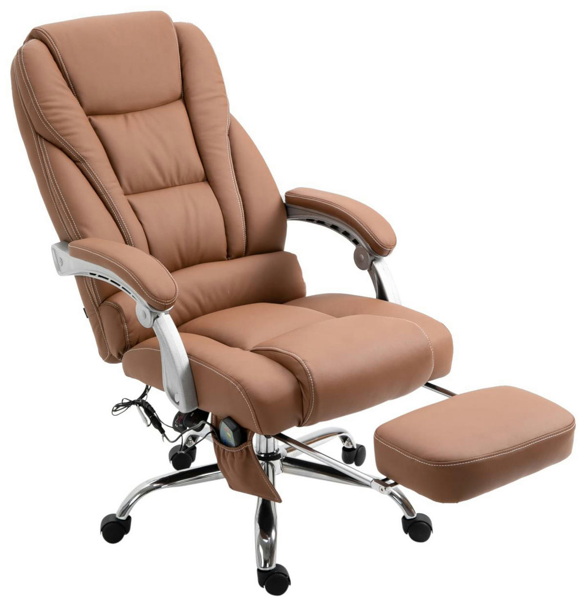 CHEFSESSEL Lederlook hellbraun - Hellbraun, Textil/Metall (68/118/64cm) - CLP