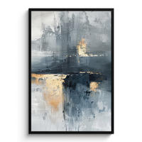 GERAHMTES BILD Kunst - Grau - Gold - Abstrakt 80x120 cm - Dunkelgrau, Papier (80/120cm) - MuchoWow