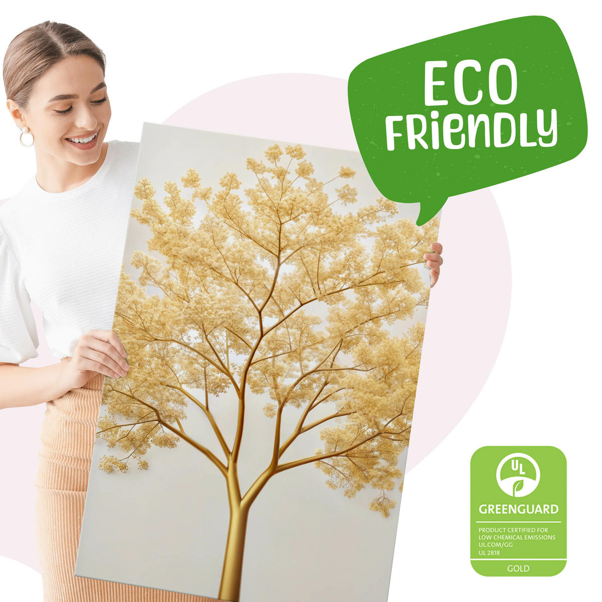 LEINWANDBILDER 3-es Set Abstrakte Baum - Beige/Weiß, Textil (90/40cm) - Muralo