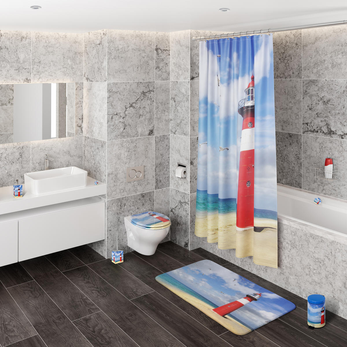 WC-SITZ Leuchtturm - Rot, Holzwerkstoff (38/6/47cm) - Sanilo