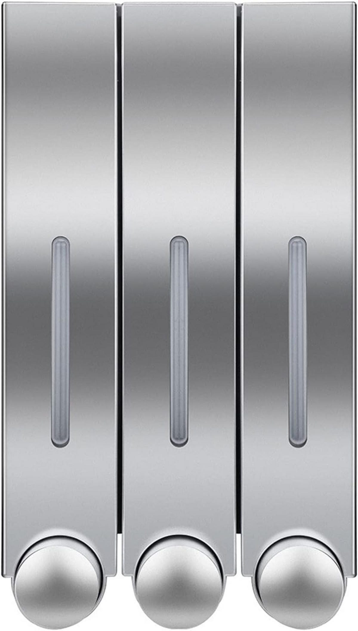 SEIFENSPENDER , Dreifacher Wandseifenspender aus Edelstahl - Silberfarben, Kunststoff (8/28/15cm) - BELZ