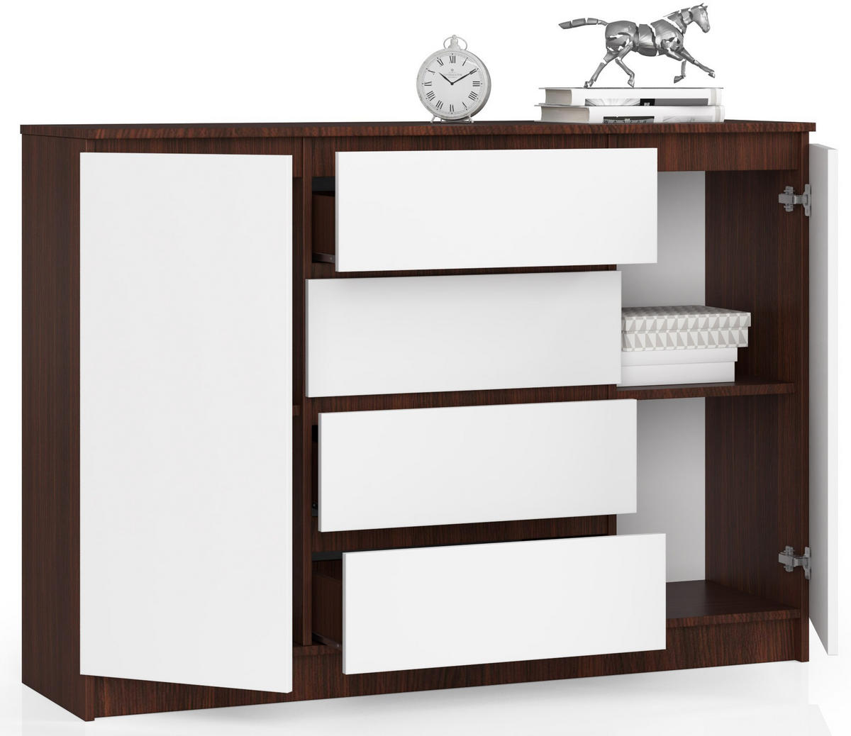 KOMMODE Dunkelbraun, Weiß 99/138/40 - Dunkelbraun/Weiß, Holzwerkstoff (138/99/40cm) - RAUMHIRSCH FURNITURE