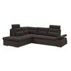 ECKSOFA mit Schlaffunktion, Armlehnfunktion und Kopfstützen - Chromfarben/Dunkelbraun, Textil (260/219cm) - ed exciting design