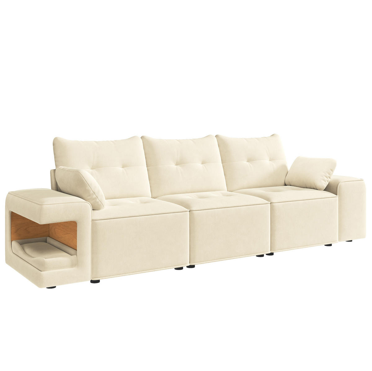 3-SITZER-SOFA 229,5/78/84 cm mit Stauraum, Haustiernischen und Samtbezug, Beige - Beige, Textil (229.5/84/78cm) - Redom
